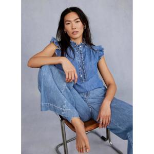 Mint Velvet Mid Indigo Tie Waist Wide Jeans